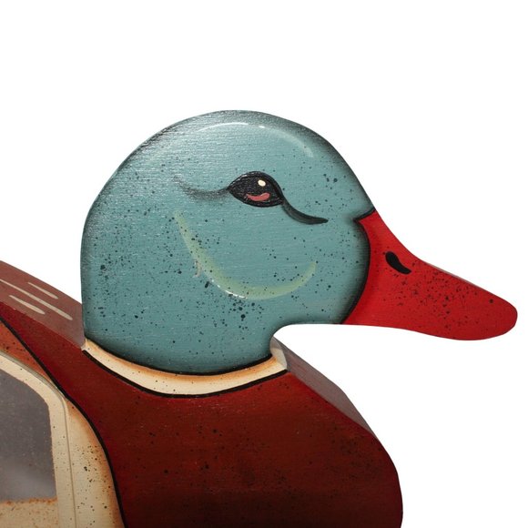 Vintage Handmade Hand Painted Mallard Duck Clear Sides Coin Money Piggy Bank - Picture 3 of 11